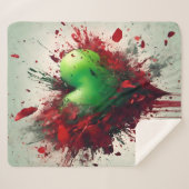 グリーン鮮やかハートバースト シェルパブランケット (正面(横))