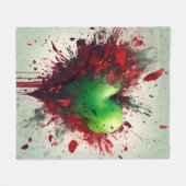 グリーン鮮やかハートバースト フリースブランケット (正面(横))