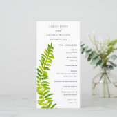 グリーン鮮やかファーンリーフ結婚式 プログラムカード サンキューカード (スタンド正面)