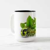 グリーン鮮やかミニマリスト緑茶デザイン ツートーンマグカップ (正面左)