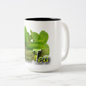グリーン鮮やかミニマリスト緑茶デザイン ツートーンマグカップ (正面右)