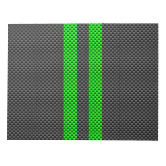 グリーン鮮やか炭素繊維スタイルレースストライプ ノートパッド (正面)