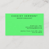 グリーン鮮やか美しいメイクアップヘアコンサルタント 名刺 (裏面)