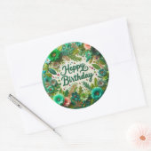グリーン鮮やか誕生日シール ラウンドシール (封筒)
