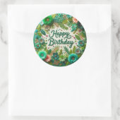 グリーン鮮やか誕生日シール ラウンドシール (バッグ)