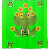 グリーン黄色のカエルの子どものショーカーテン シャワーカーテン (正面)