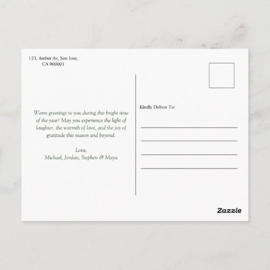 グリーン1エレガントフォトアーチメリークリスマス ポストカード (裏面)