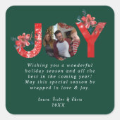 グリーン1フォトジョイシンプルカスタムクリスマス スクエアシール (正面)