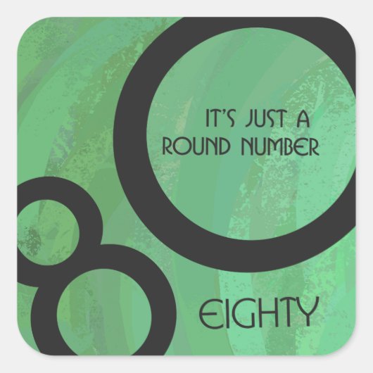 グリーン10年80誕生日 スクエアシール (正面)