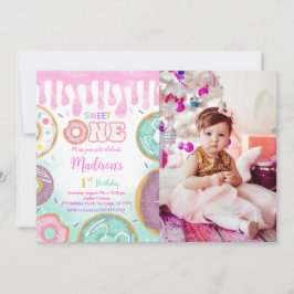 グリーン1th誕生日ドーナツパーティー写真 招待状