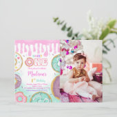 グリーン1th誕生日ドーナツパーティー写真 招待状 (スタンド正面)