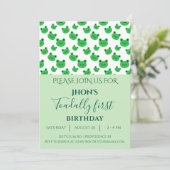 グリーン1th誕生日パーティー男の赤ちゃんカエル 招待状 (スタンド正面)