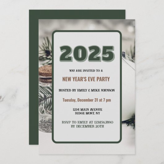 グリーン2025年大晦日カスタム 招待状 (正面/裏面)