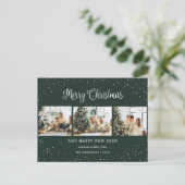 グリーン3フォトコラージュ雪ミニマル主義者 シーズンポストカード (スタンド正面)