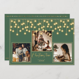 グリーン3写真クリスマスタイム金ゴールド休日 シーズンカード