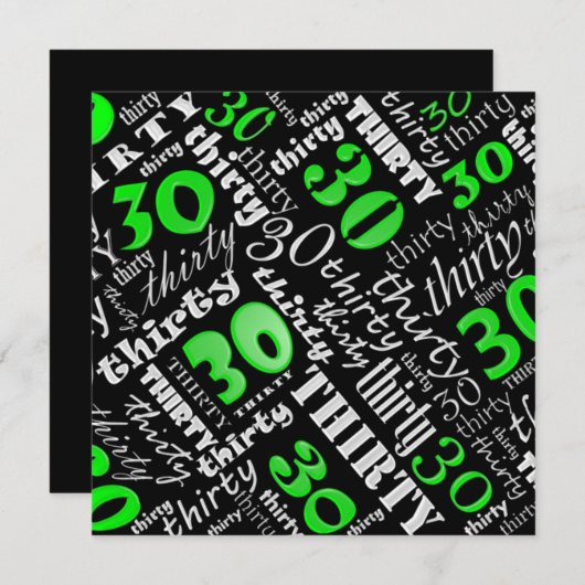 グリーン30歳誕生日パーティの招待状 招待状 (正面/裏面)