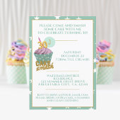 グリーン30thバースデーケーキスマッシュパーティの招待状 招待状