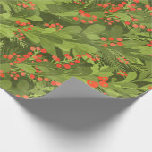 グリーン3D対角クリスマスガーランド ラッピングペーパー (角)