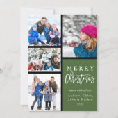 グリーン4フォトコラージュメリーモダンクリスマス シーズンカード (正面)
