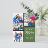 グリーン4フォトコラージュメリーモダンクリスマス シーズンポストカード (スタンド正面)