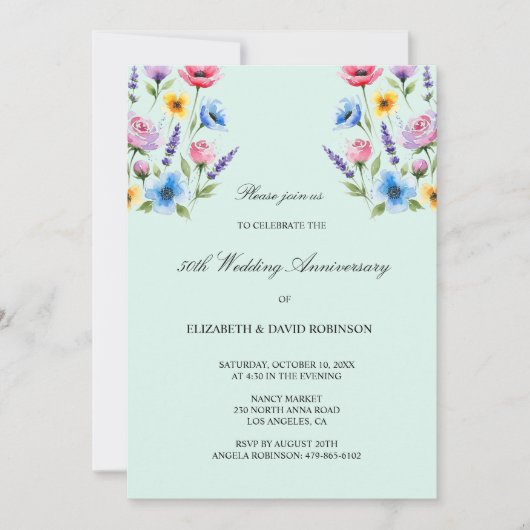 グリーン50周年結婚記念日 招待状 (正面)