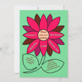 グリーン50誕生日シンプルレッドサンフラワー 招待状 (正面)