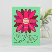 グリーン50誕生日シンプルレッドサンフラワー 招待状 (スタンド正面)