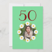 グリーン50誕生日シンプルレッドサンフラワー 招待状 (裏面)