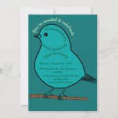 グリーン60誕生日かわいい鳥ディナーパーティー 招待状 (正面)