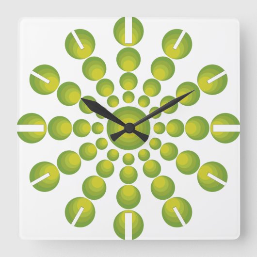 グリーン70年代のスタイリング スクエア壁時計 (正面)
