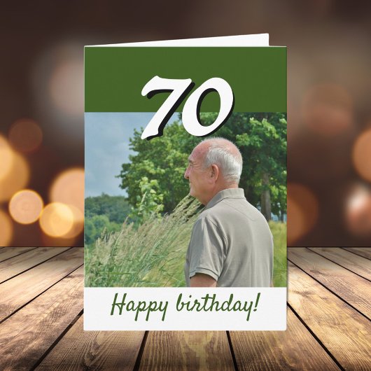 グリーン70歳誕生日写真 カード
