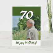 グリーン70歳誕生日写真 カード (正面)