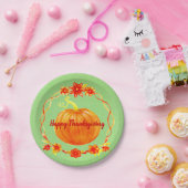 グリーン7"にマッチする感謝祭かぼちゃを7" ペーパープレート (パーティー)