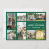 グリーン8写真モダンコラージメリークリスマス シーズンカード (正面)