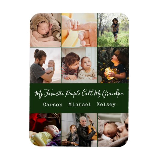 グリーン9モダンフォトコラージュfor Grandpa マグネット (縦)