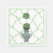 グリーン アイビー ラティス トピアリー ジンジャージャー スタンダードカクテルナプキン (正面)