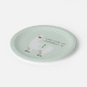 グリーン&アイボリーラマ子供の誕生日パーティー ペーパープレート (アングル)