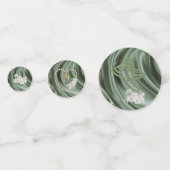 グリーン、アイボリー、ブルー、金ゴールドシルク&パール結婚ズ コンフェッティ (正面)