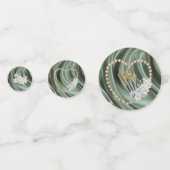 グリーン、アイボリー、ブルー、金ゴールドシルク&パール結婚ズ コンフェッティ (裏面)