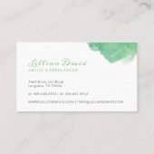 グリーン&アクアウォーターカラー洗芸術的浄 名刺 (裏面)