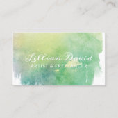 グリーン&アクアウォーターカラー洗芸術的浄 名刺 (正面)