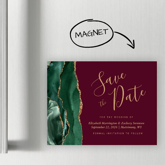 グリーン アゲート ブルゴーニュ 磁石式 Save the Date