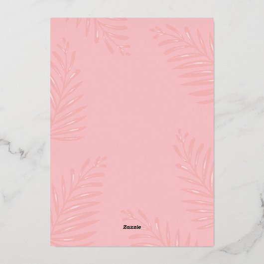 グリーン |アロハハワイ熱帯金ゴールド誕生日パーティー 箔招待状 (裏面)