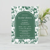 グリーン アンティーク シノワズリー ブライダルシャワー 招待状 (スタンド正面)