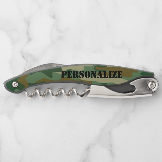 グリーン·アーミー·迷彩柄·カモフラージュ·コルク·スクリュー·オープナー·ギフト ソムリエナイフ (裏面)