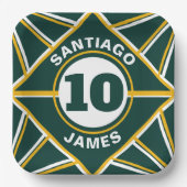 グリーン&イエロースポーツテーマ紙プレート ペーパープレート (正面)