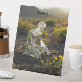 グリーン&イエローフラワー&マン 台座サイン (インサイチュ)