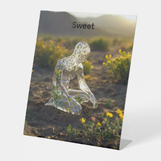 グリーン&イエローフラワー&マン 台座サイン