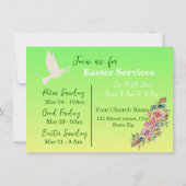 グリーン&イエローフローライースターチャーチ招待状 招待状 (裏面)