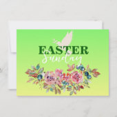 グリーン&イエローフローライースターチャーチ招待状 招待状 (正面)